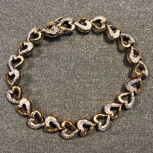 Gold Plated Sterling Silver Diamond Heart Bracelet